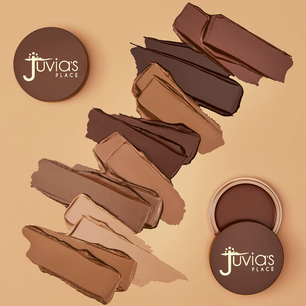 Juvia's Place Bronzed Cream Bronzer Caramel swatch on cheek reveals natural warmth