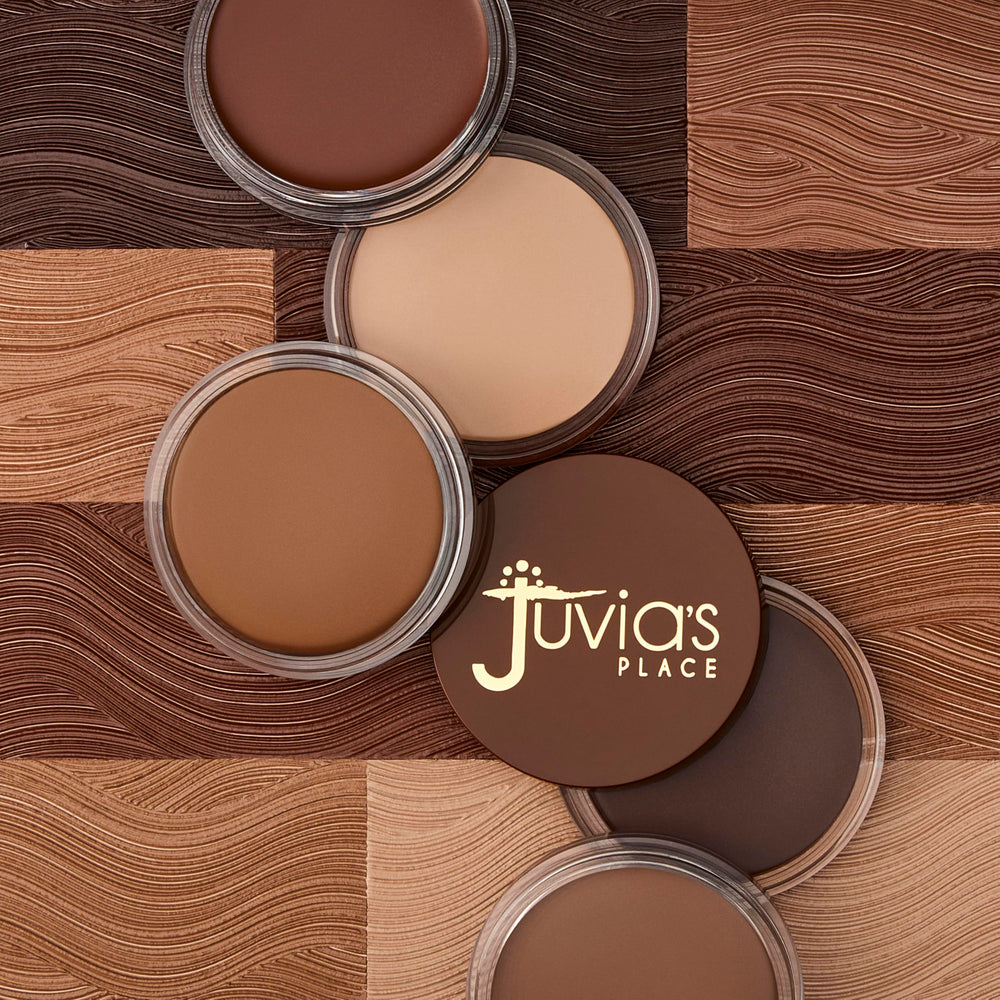 Juvia's Place Bronzed Cream Bronzer pot with angled brush enables precise contouring