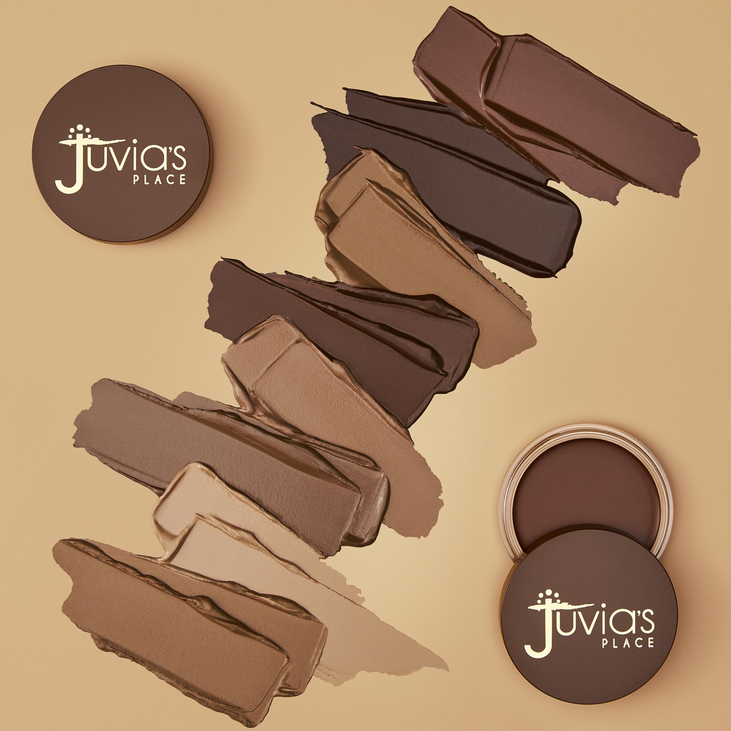 Juvia's Place Cocoa bronzer swatch shows blendable cream texture