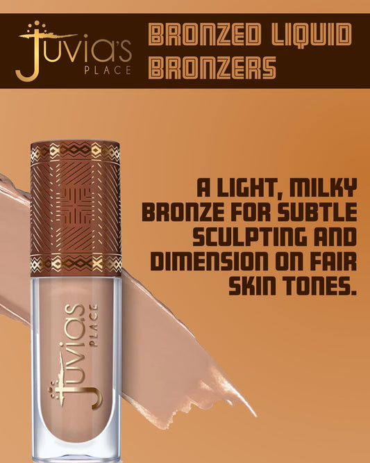 Juvia's Place Bronzed Liquid Bronzer Butterscotch drop on cheek adds warmth