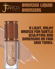 Juvia's Place Bronzed Liquid Bronzer Butterscotch drop on cheek adds warmth