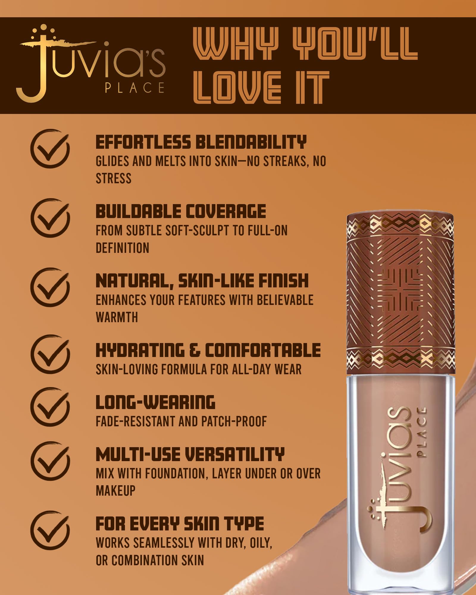Juvia's Place Bronzed Liquid Bronzer Cinnamon foundation mix for extra depth.