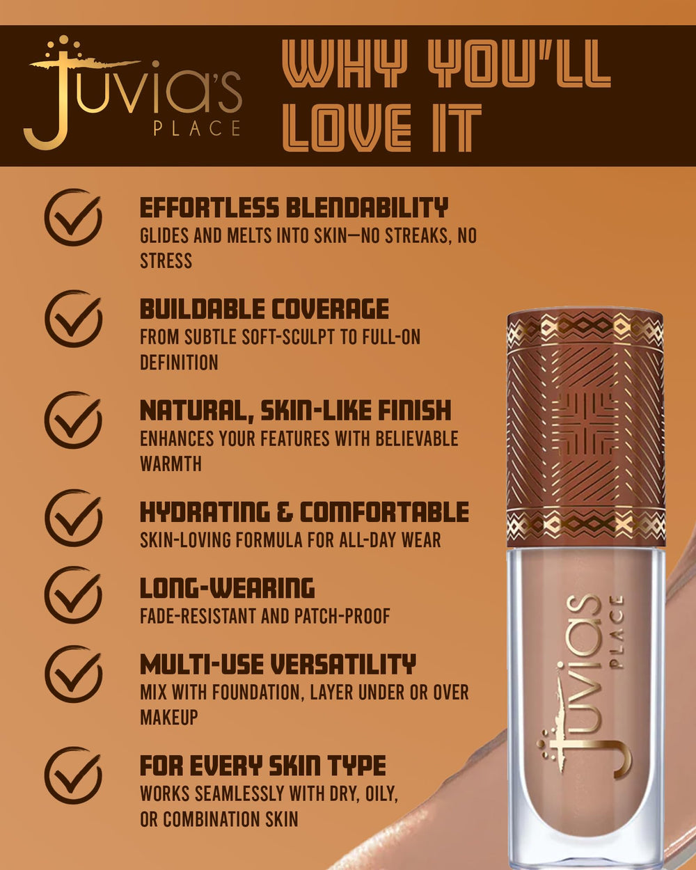 Juvia's Place Bronzed Liquid Bronzer Cinnamon foundation mix for extra depth.