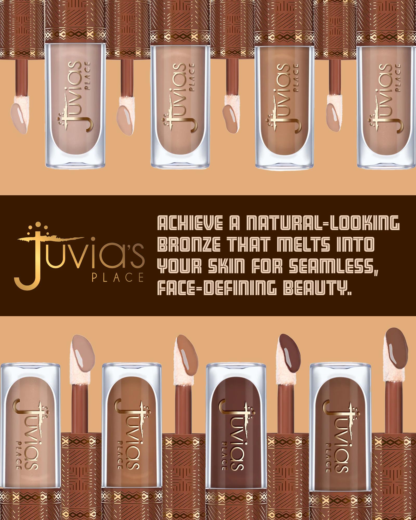 Juvia's Place Bronzed Liquid Bronzer Cinnamon on nose profile for balanced warmth.