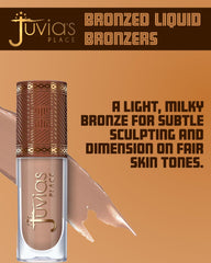 Juvia's Place Bronzed Liquid Bronzer Cinnamon swatches delivering buildable color for natural contour.