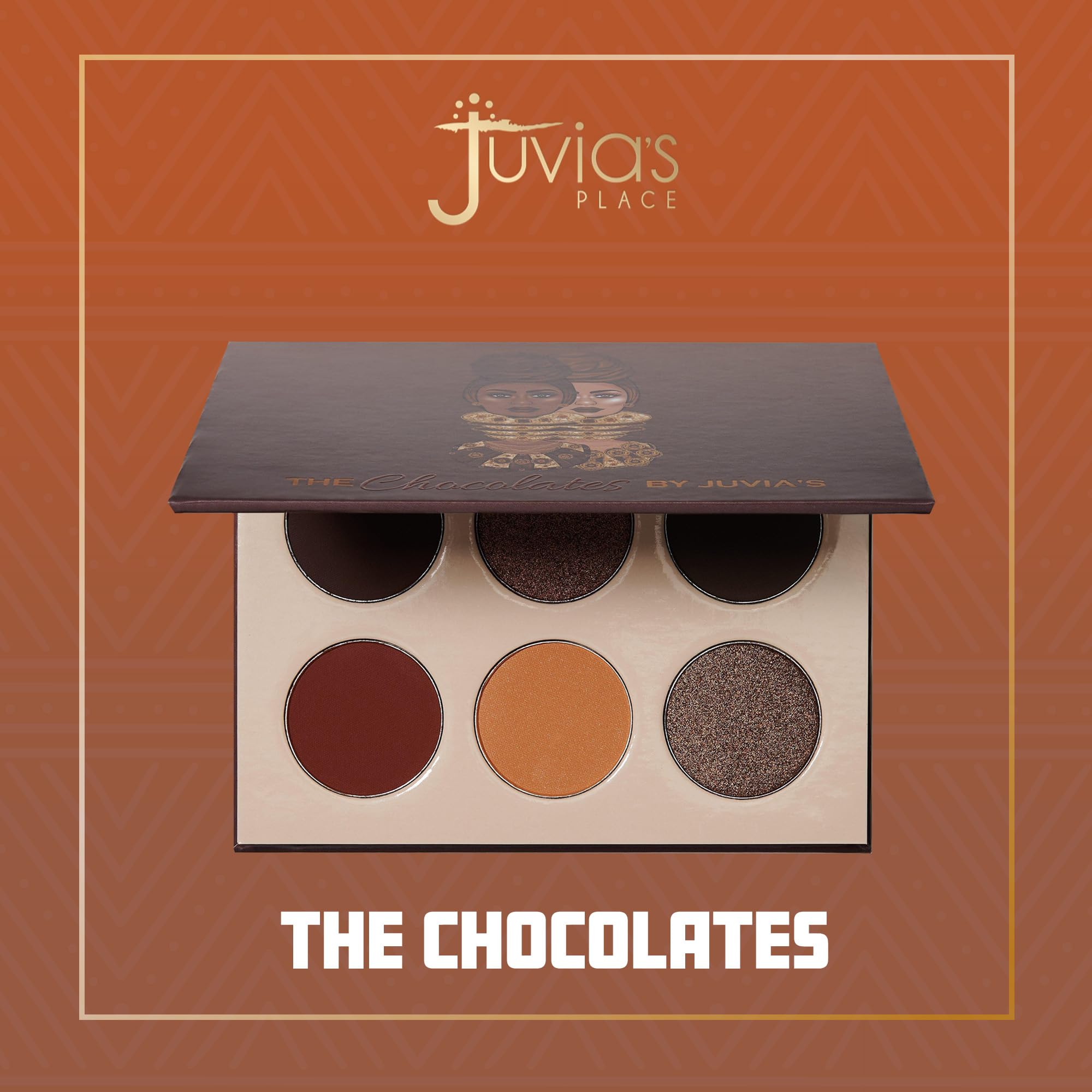 Auburn shade swatches for sunset-inspired depth in Juvia's Place The Chocolates palette