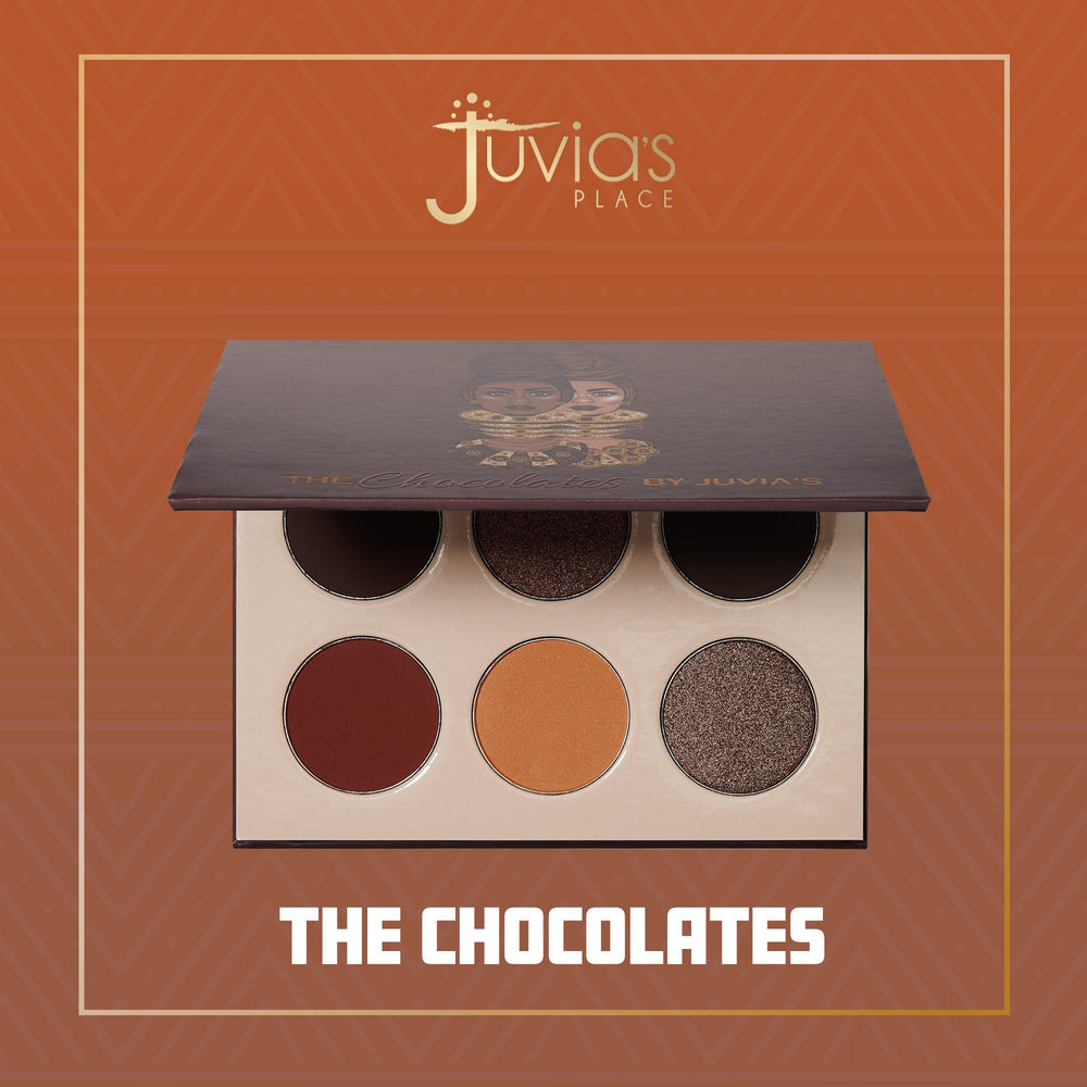 Auburn shade swatches for sunset-inspired depth in Juvia's Place The Chocolates palette