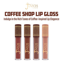 Juvia's Place Coffee Shop Lip Gloss Butterscotch application shows lightweight texture.