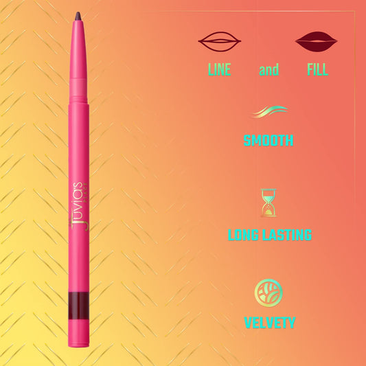 Juvia's Place Coffee Shop Luxe Lip Liner Scorpio swatch shows creamy texture for smooth outlining.