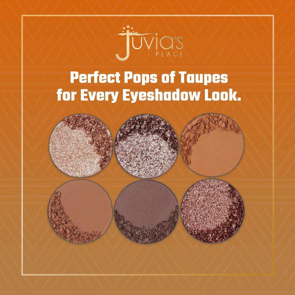 Juvia's Place Taupes palette offers satin, metallic, and glitter finishes.