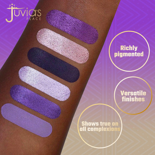 Juvia's Place The Violets palette open pan reveals rich hues ideal for versatile blending