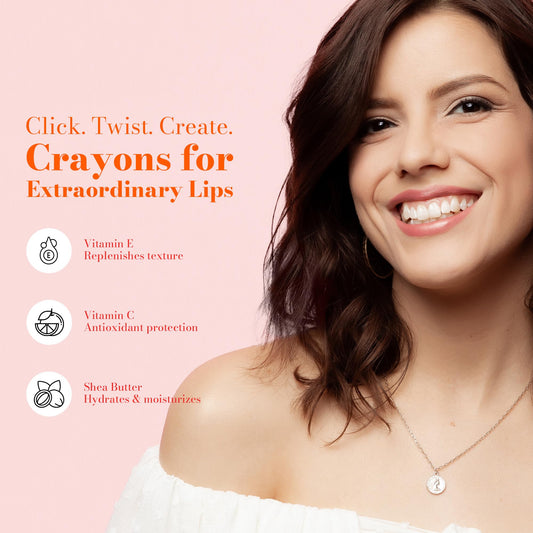 Twist mechanism for Juwel Cosmetics Burlesque retractable lip crayon demonstrating mess-free application