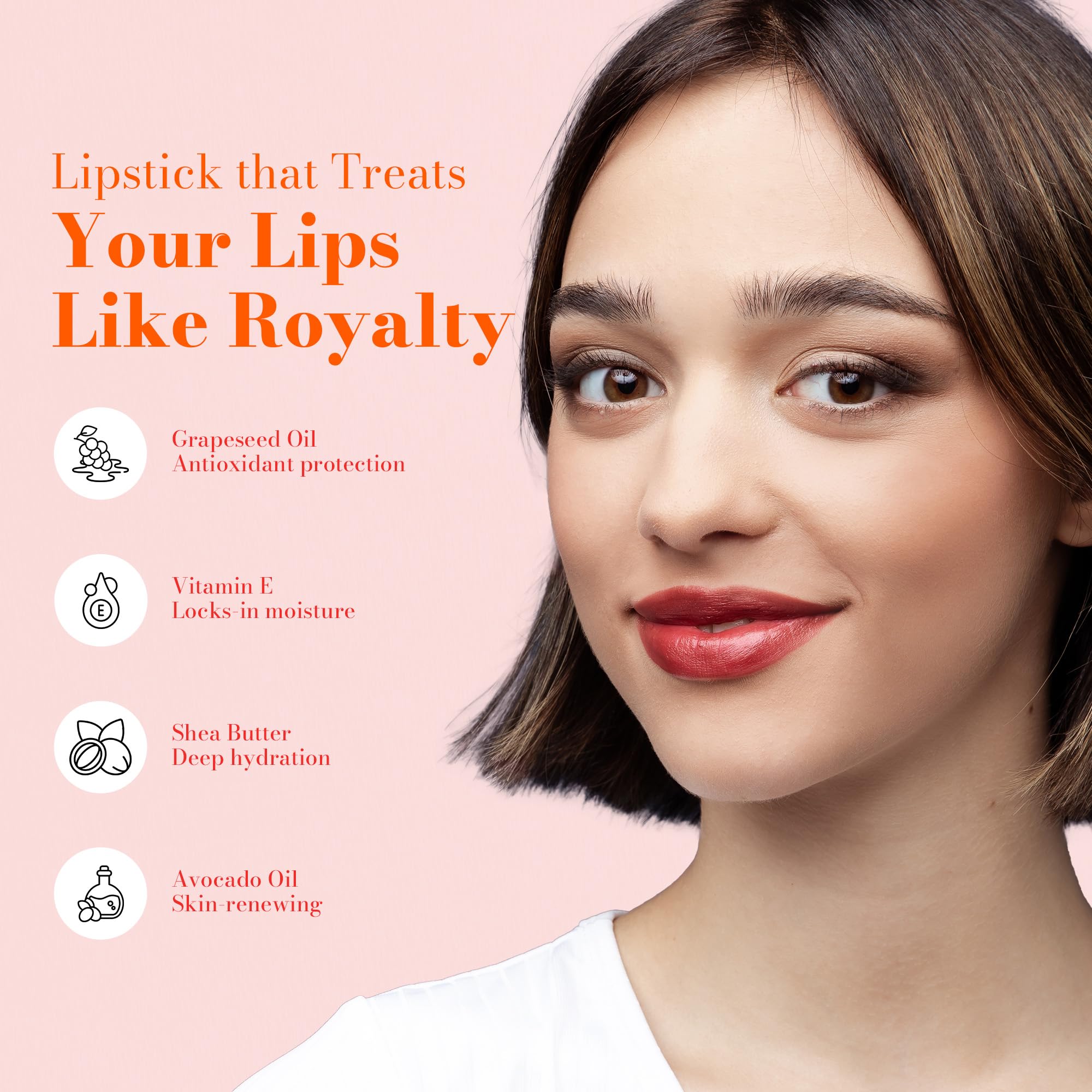 Juwel Frosted Finish Lipstick Starlet swatch reveals rich, long-wearing color