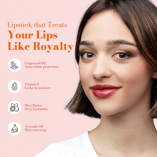 Juwel Frosted Finish Lipstick Starlet swatch reveals rich, long-wearing color