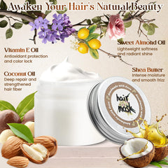 JUYRLE Sweet almond oil bottle adds lightweight hydration for damaged hair.