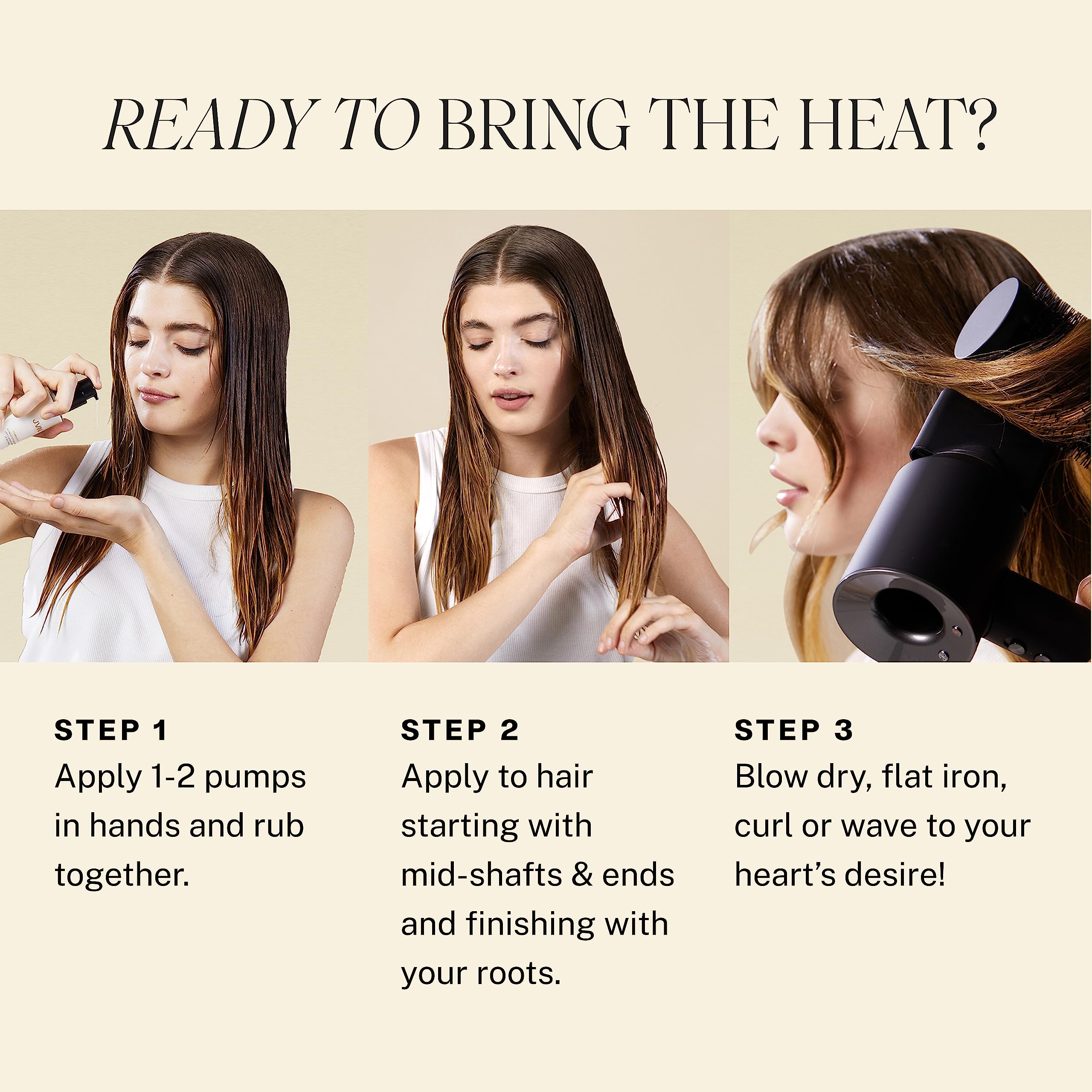 JVN Complete Blowout Styling Milk heat protection up to 450 degrees during styling.