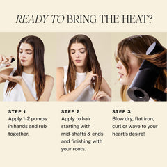 JVN Complete Blowout Styling Milk heat protection up to 450 degrees during styling.