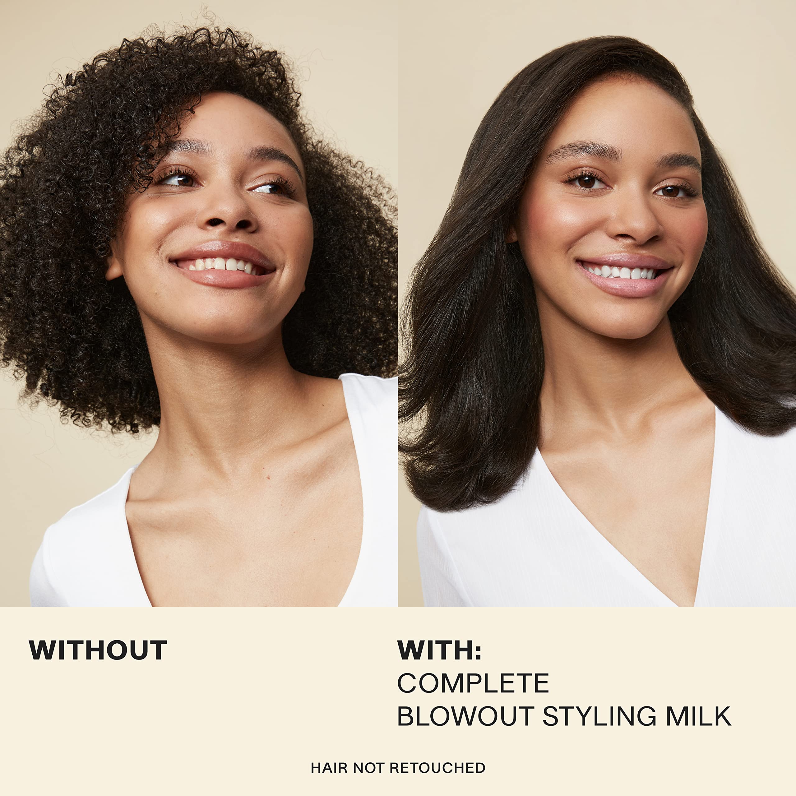 JVN Complete Blowout Styling Milk texture on hand, lightweight cream ready to style.