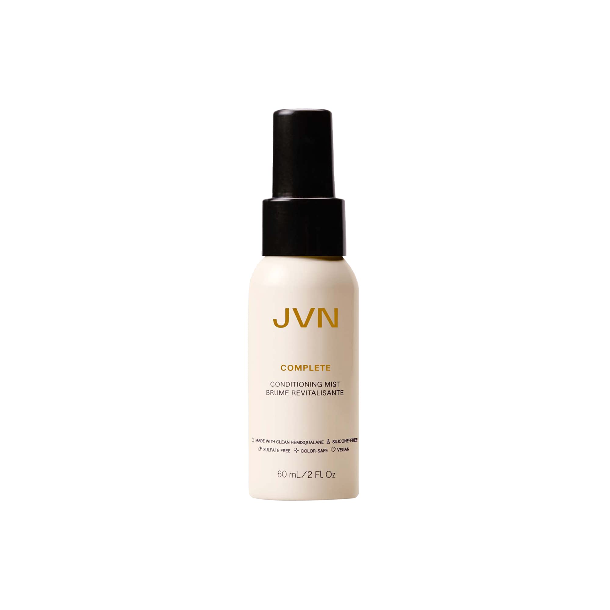 JVN Complete Leave-In Mist bottle delivers hydration and frizz control.