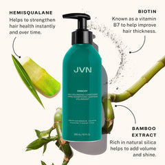 JVN Embody conditioner being distributed with a wide-toothed comb for even softness.