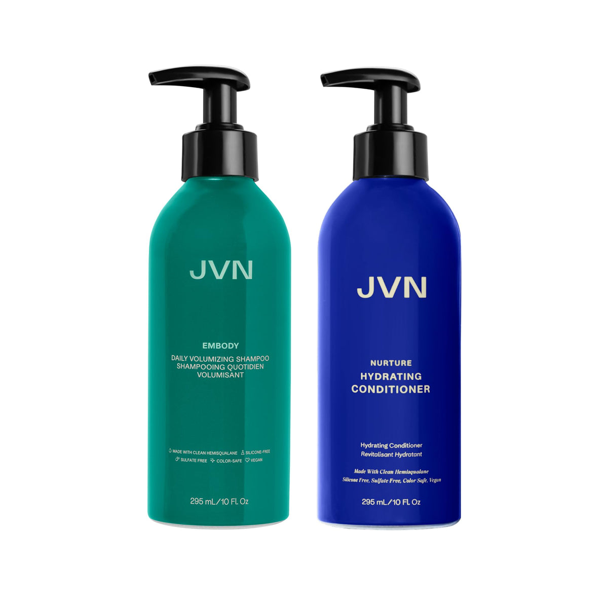 JVN Embody Volumizing Shampoo bottle pour for fuller hair