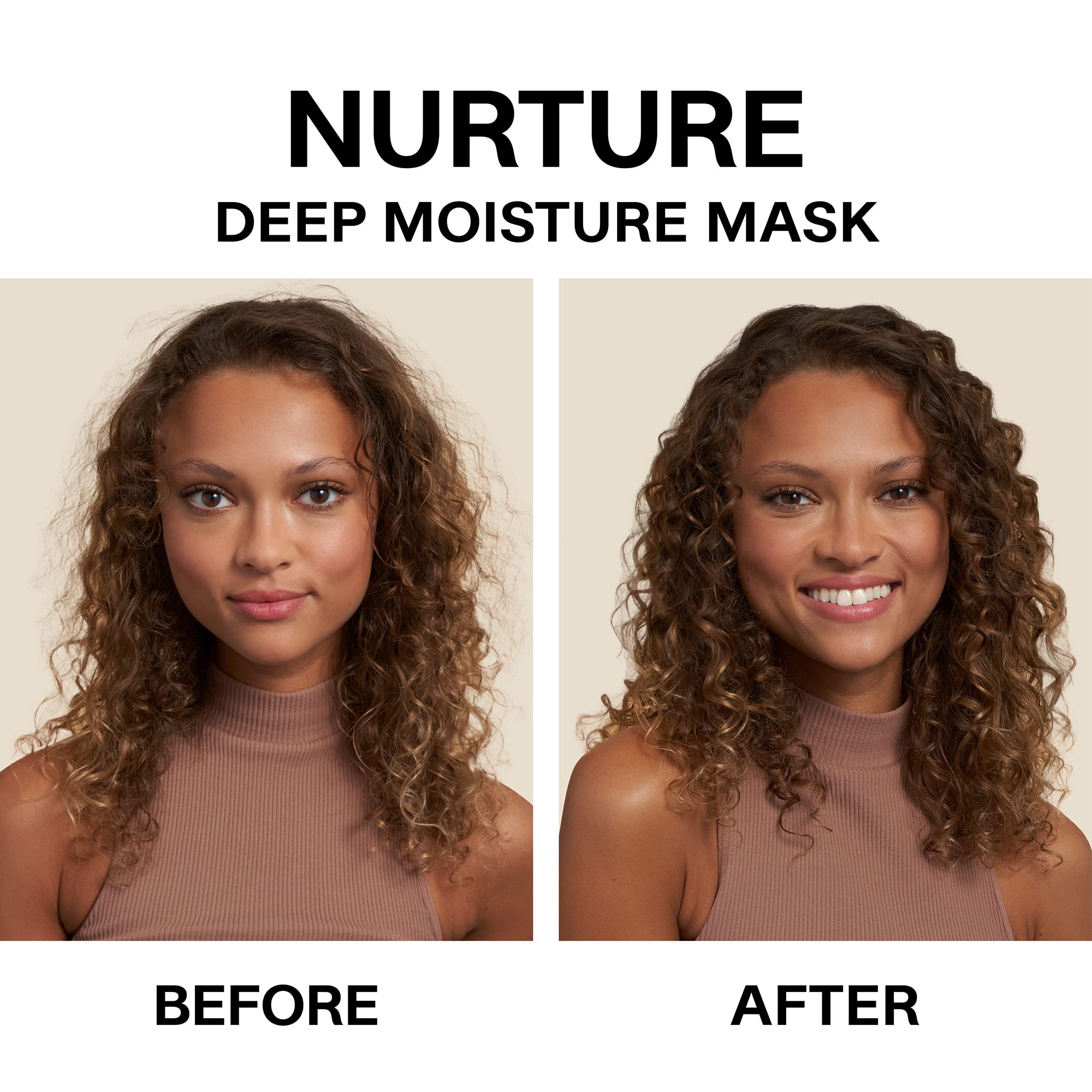 Hands applying JVN mask to deliver frizz reduction and conditioning.