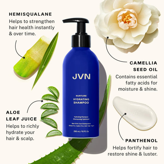 JVN Nurture Hydrating Conditioner bottle smoothing ends.