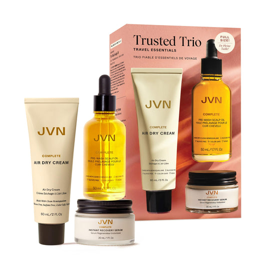 JVN Pre-Wash Scalp Oil bottle pour showcases scalp nourishment and protection.