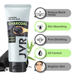 JVR Charcoal Peel-Off Mask application close-up showing peel-away action