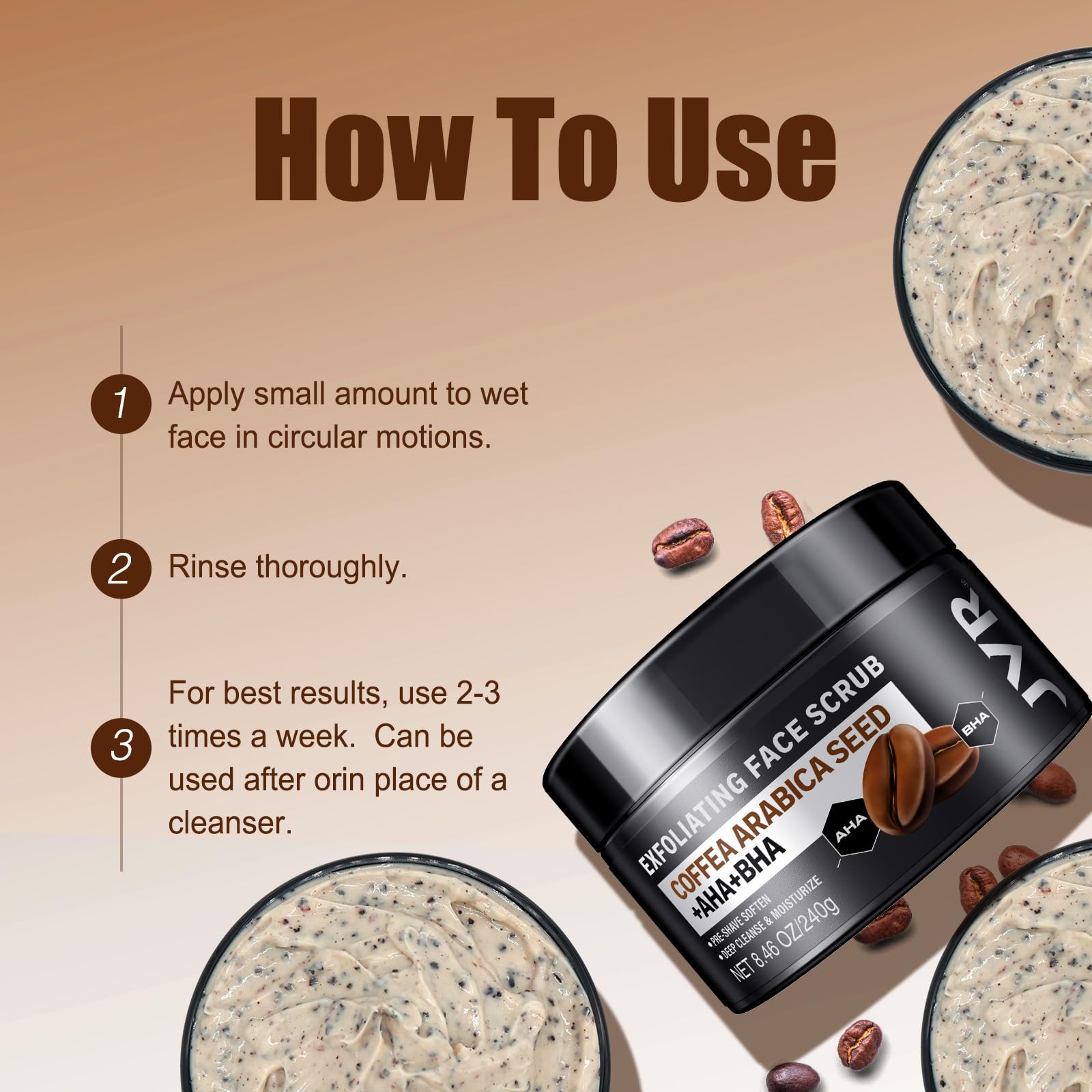 JVR Face Scrub aha-bha ingredients show balanced exfoliation without over-drying.