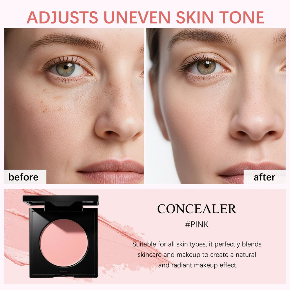 Pink color correcting counteracts blue and brown tones.