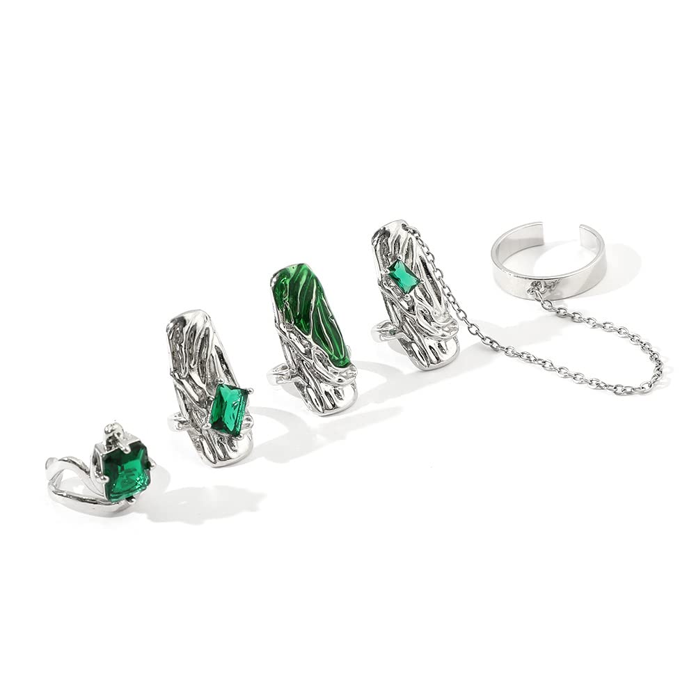 JZSMY nail armour rings in punk green for an edgy style statement