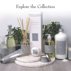 K. Hall Designs Milk packaging in a bathroom setting emphasizes eco-friendly materials.