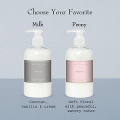 K. Hall Designs Peony lotion gift-ready bottle for vanity or bath