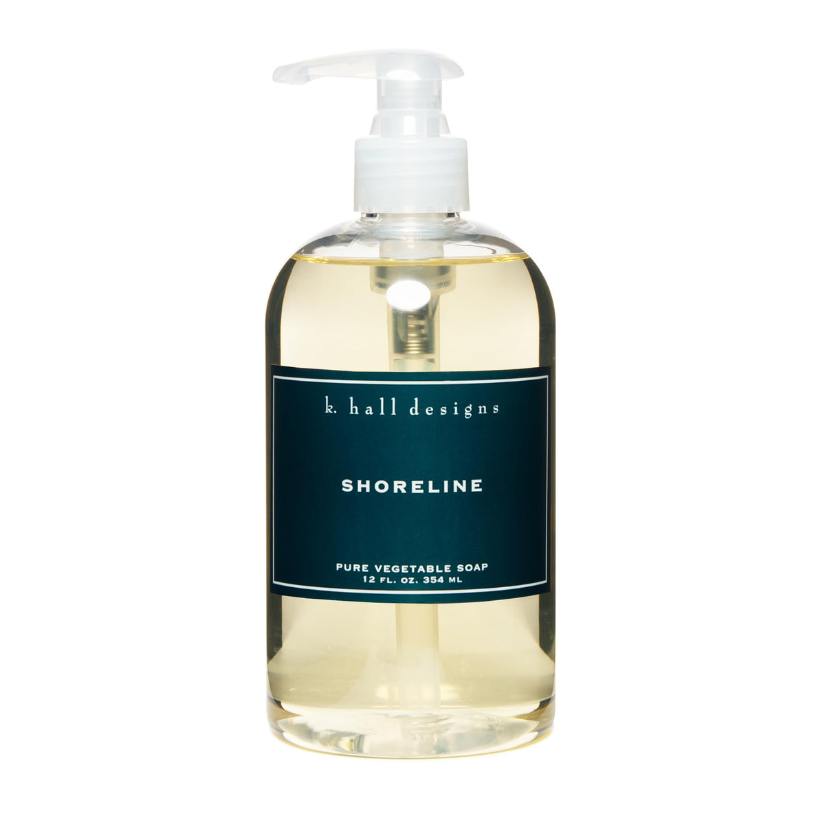 K. Hall Designs Shoreline bottle label highlights ocean-inspired scent for daily cleansing.