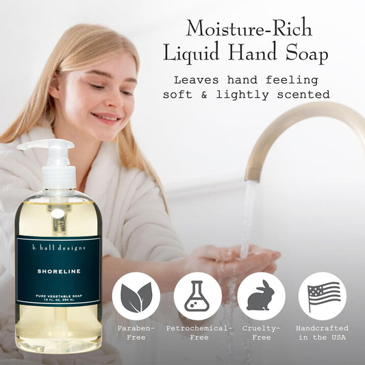 K. Hall Designs Shoreline hand-lather demonstrates gentle cleansing with a light aroma.