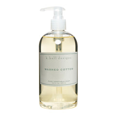 K. Hall Designs Washed Cotton soap bottle with lavender and chamomile aroma.