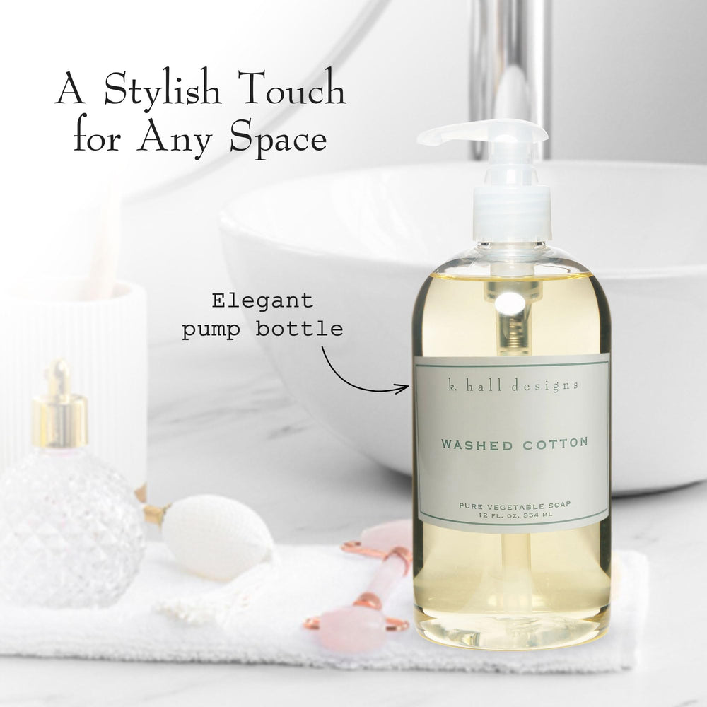Creamy foam from K. Hall Designs Washed Cotton hand soap on skin.