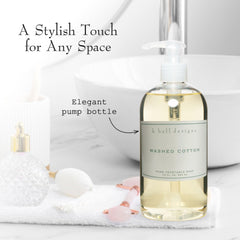Creamy foam from K. Hall Designs Washed Cotton hand soap on skin.