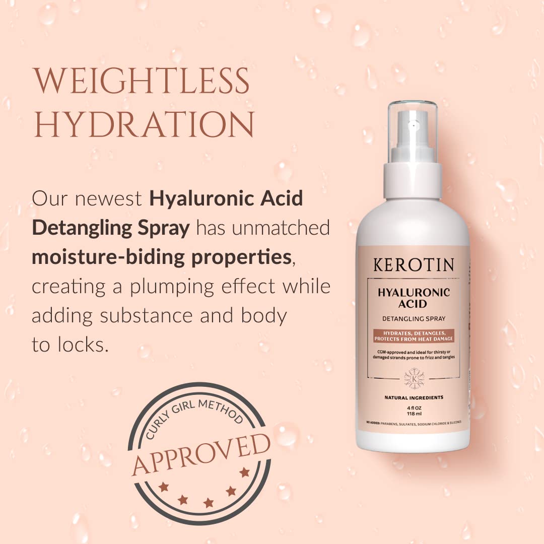 K Kerotin detangler provides heat protection without weighing hair.