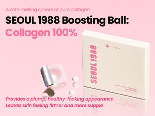 K-SECRET SEOUL 1988 collagen ball dissolving in serum demonstrates instant absorption.