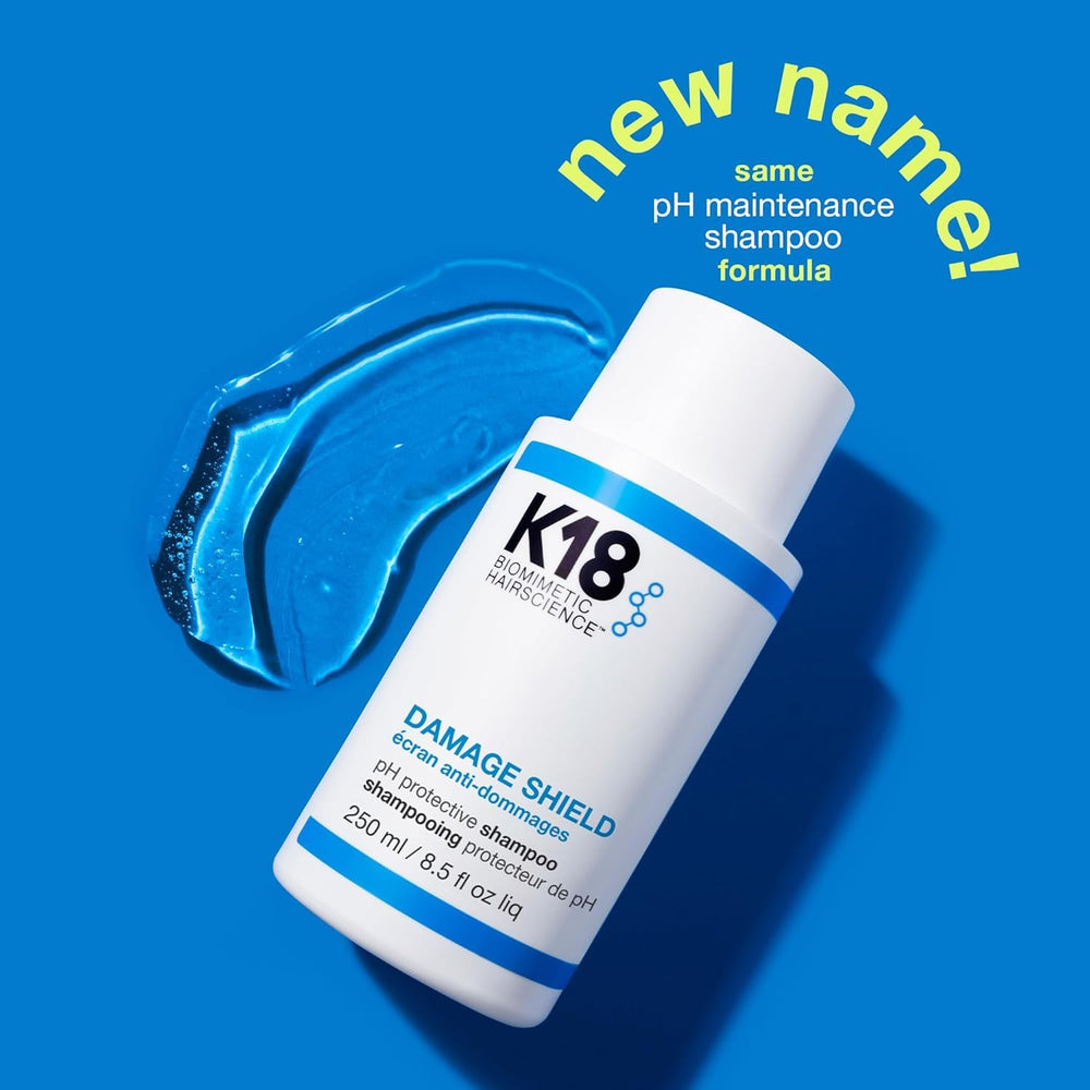 K18 Damage Shield Shampoo pump demonstrates easy, mess-free application.