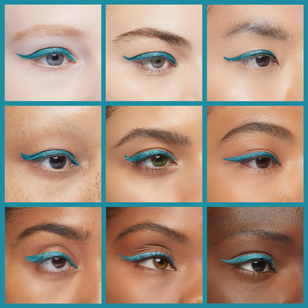 K7L Blue Eyeliner pencil tip close-up highlighting sharp precision.