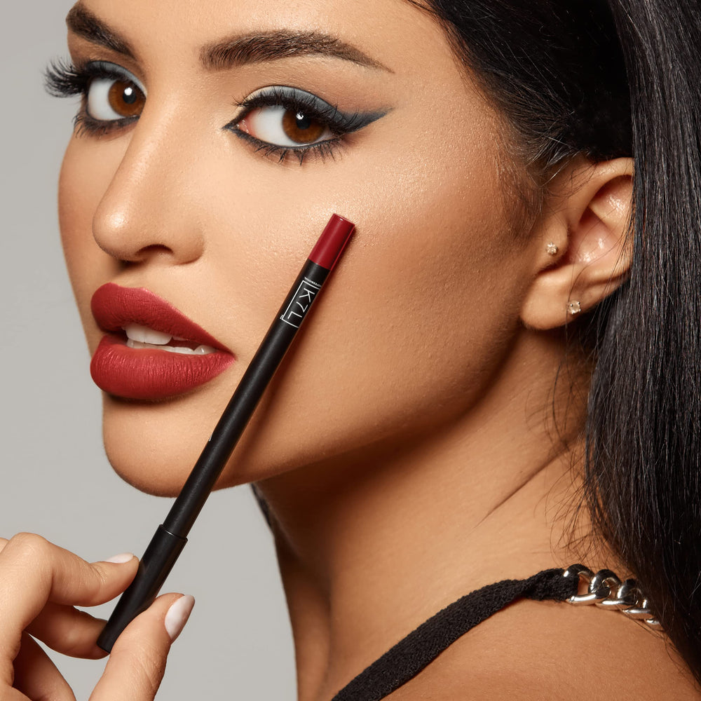 K7L Flame lip crayon near sharpener shows crisp lines and consistent pigment