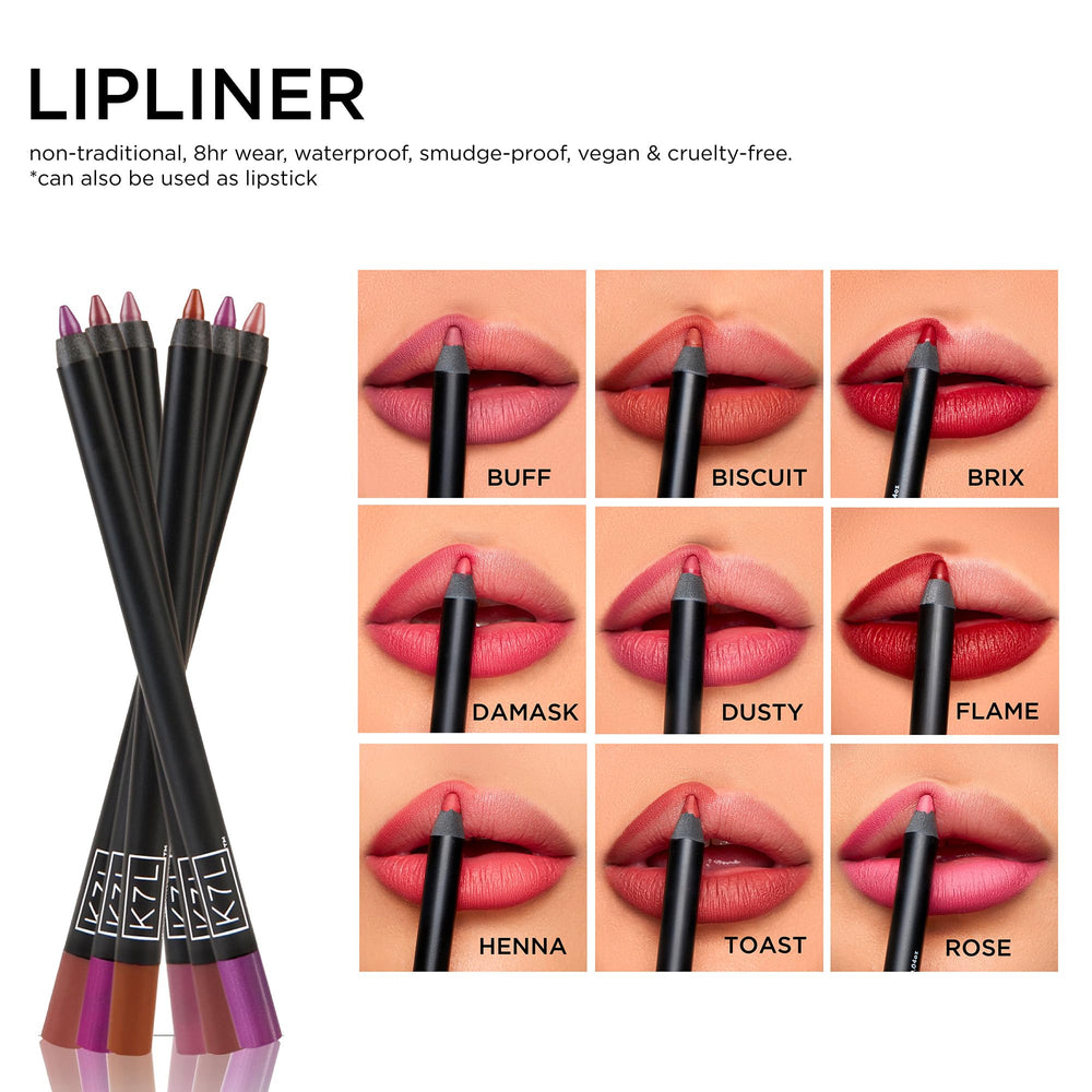 K7L Lip Crayon on lips for natural, wearable rose shade.