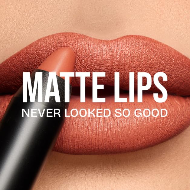 Close-up of K7L Lipsilk Matte orange-brown lip crayon for precise application.