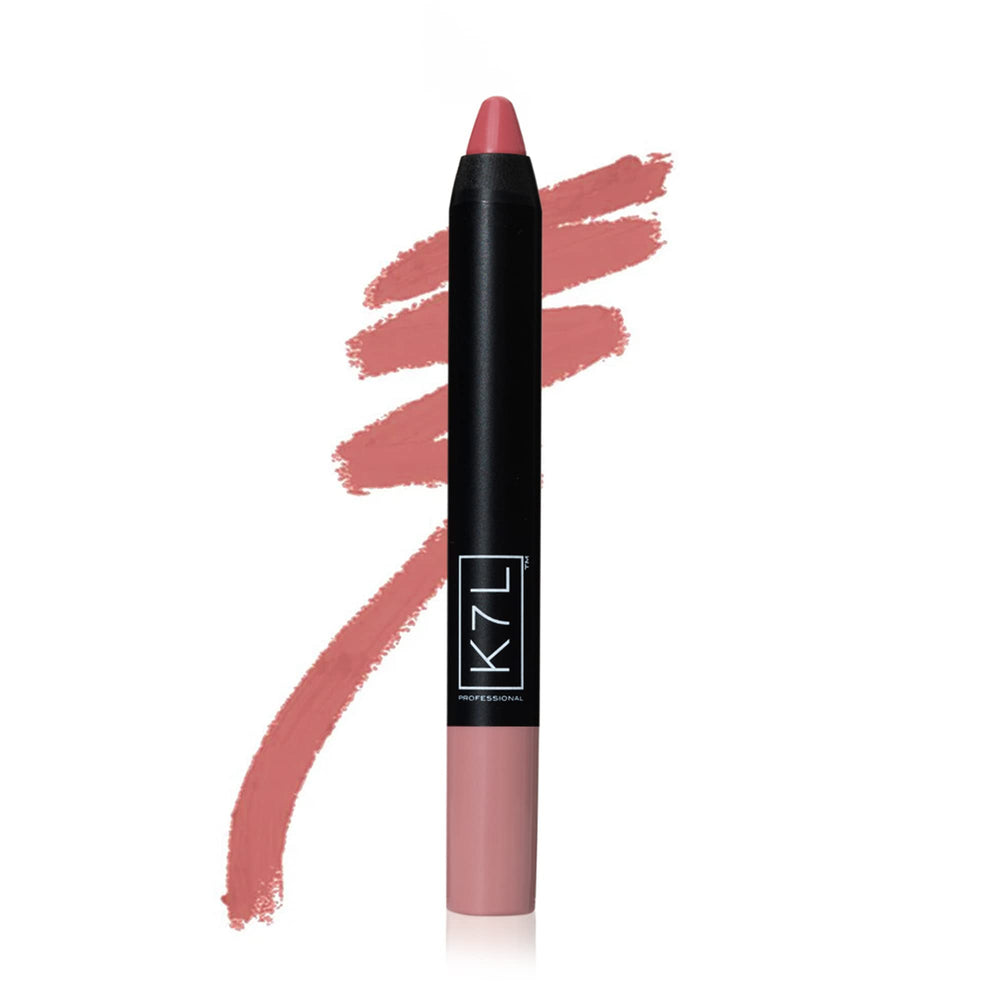 K7L Nude Pink Lipstick Crayon One-Swipe Coverage demonstrates quick, full-coverage application