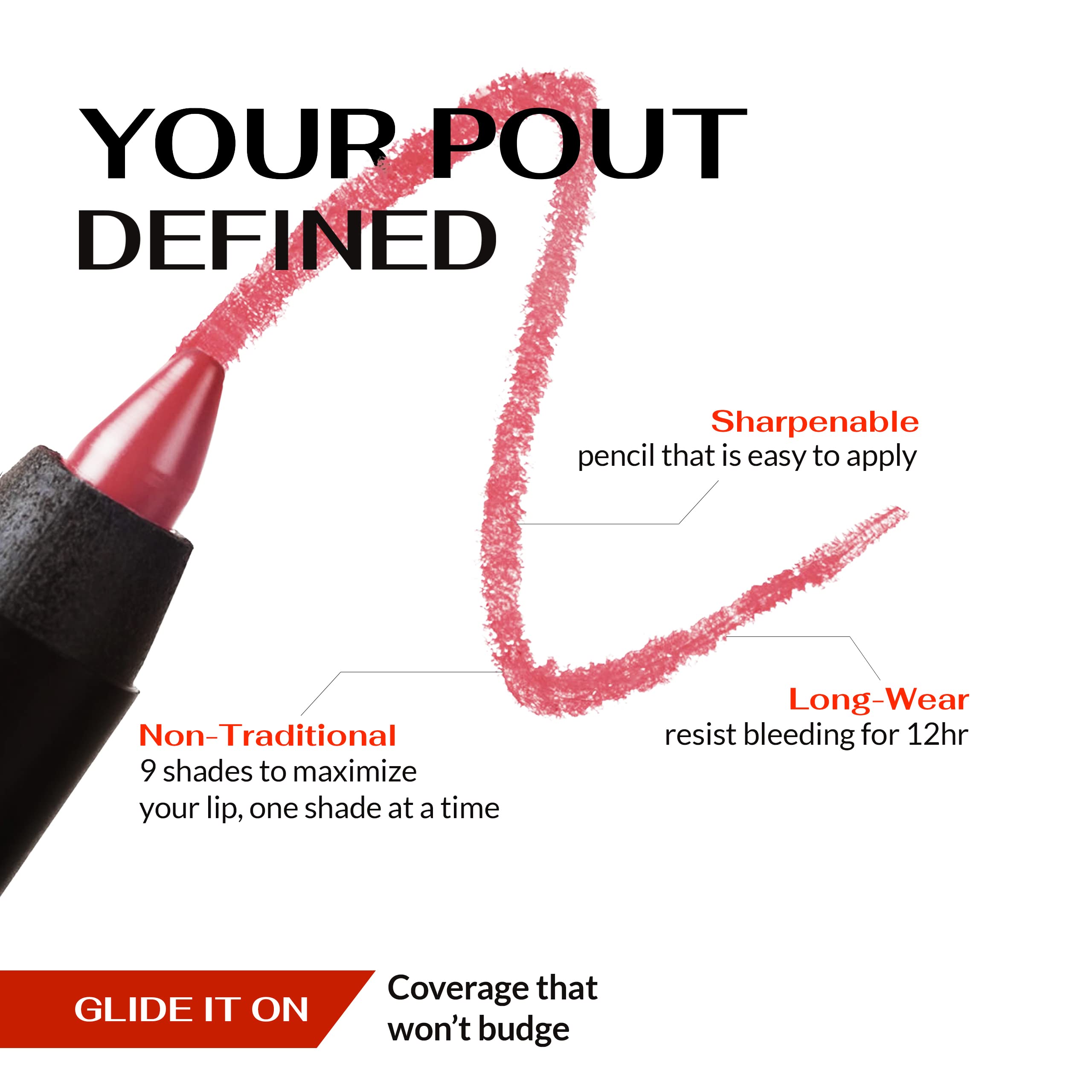 K7L Pink Lip Crayon swatch reveals bold, long-lasting pink color.