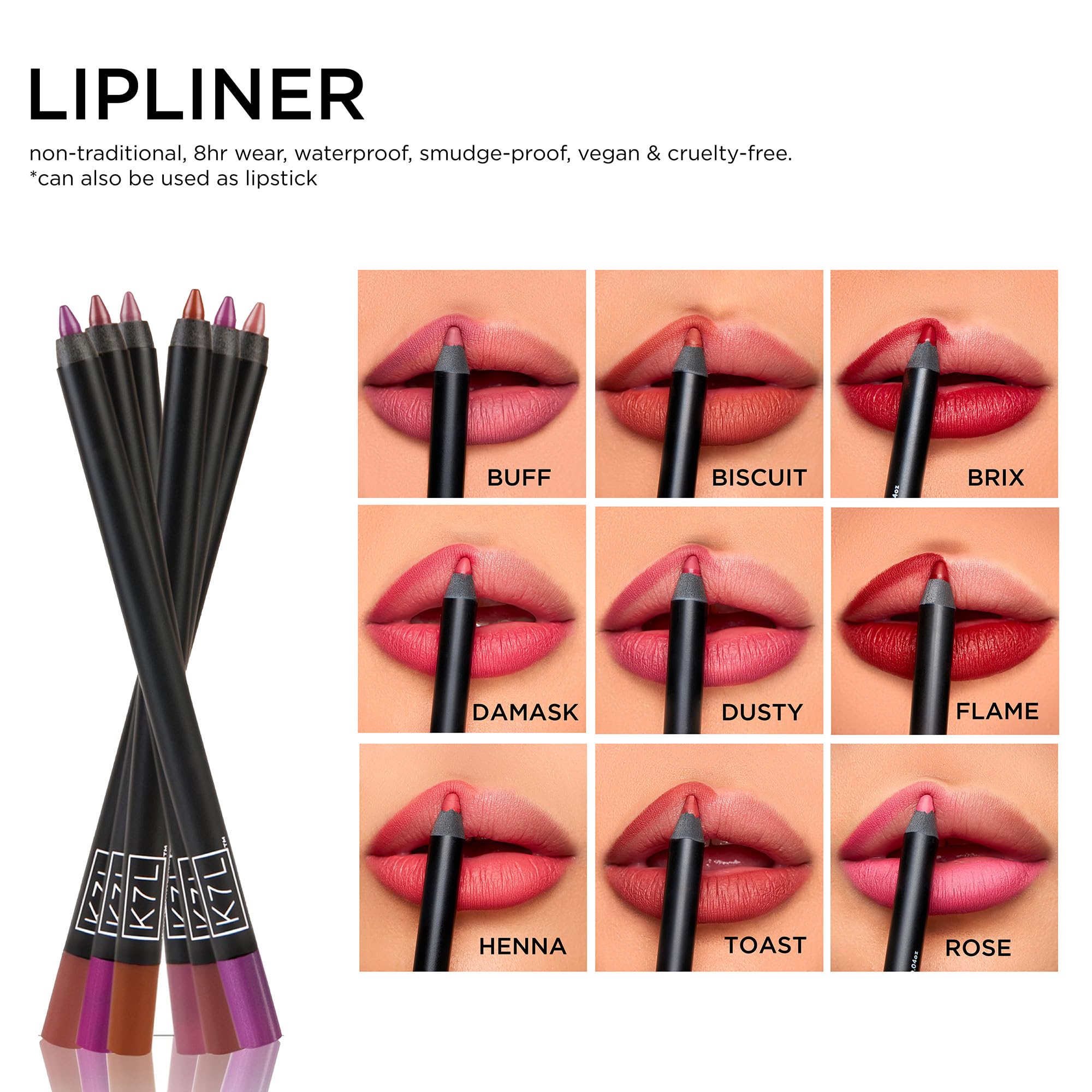K7L Rustic Brown Lip Crayon Toast lip outline for precise definition.