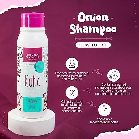 Kaba Onion Shampoo lather close-up implies thorough cleansing without residue.
